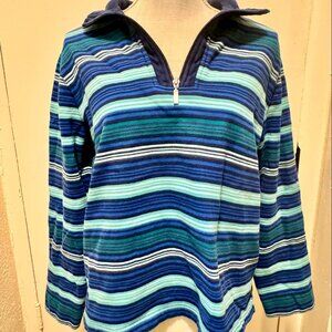 Vintage SW Basics Striped Fleece Lined Striped 1/4 Zip Sweatshirt Pullover/L